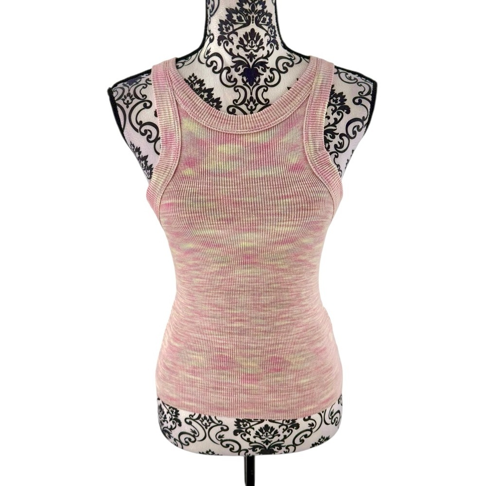 NWT Allison New York Peach Blossom Marled Stripe High-Neck Tank, XS